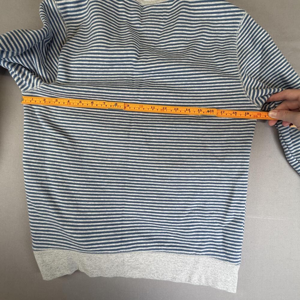 Lands' End Sweatshirt Mens Small Blue Striped Serious Sweats Pullover Fleece - Picture 9 of 11